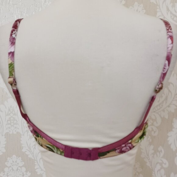 Vintage Victoria's Secret Gold Label Plum Purple Floral Bra Size 36B - Picture 3 of 4